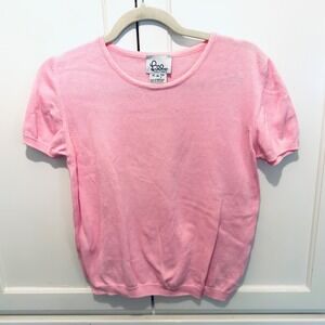 Lilly Pulitzer Knit Top Pink Short Sleeve Cotton Womens Size M
